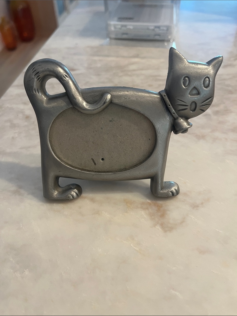 Silver Cat Photo Frame Picture Holder - Decorative Pet-Themed Frame